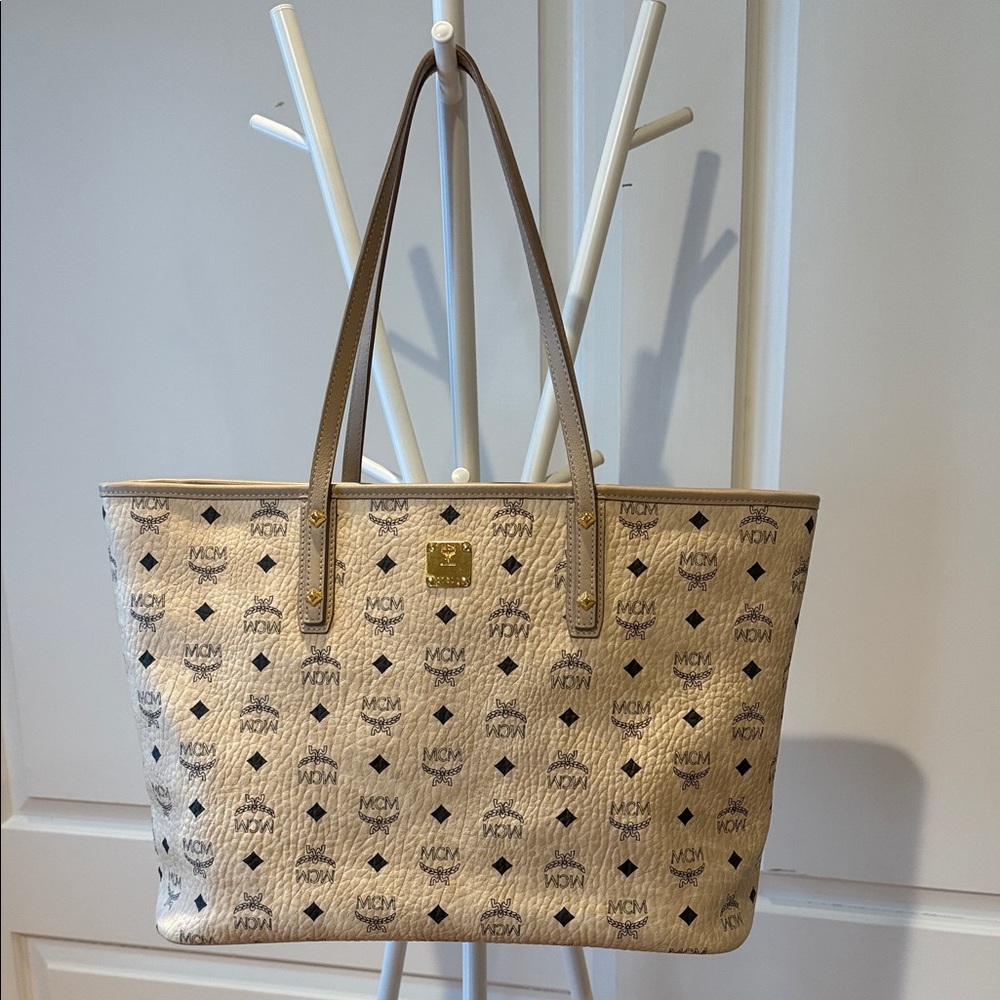 MCM Tan Monogram Tote Bag
